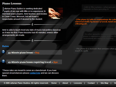 Jafarian Piano Studios Website